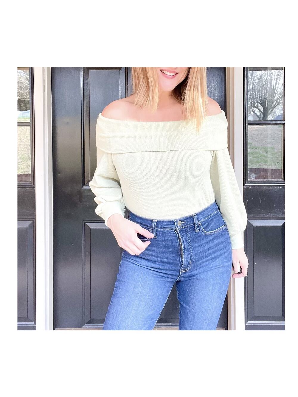 Green Off the Shoulder Top
